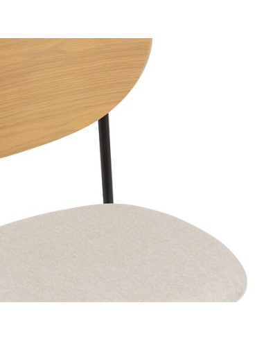 SEDIE: vendita online Sedia Jaisa, seduta in tessuto beige, schienale in legno, gambe in metallo, 50 x 50 x 81 cm in offerta