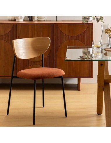 SEDIE: vendita online Sedia Jaisa, seduta in tessuto ambra, schienale in legno, gambe in metallo – 50 x 50 x 81 cm in offerta
