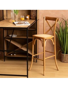 SEDIE: vendita online Sedia da bar alta Isak, rovere naturale, beige, L. 47 x P. 52 x H. 110 cm, 5 Kg, legno massiccio in off... 2