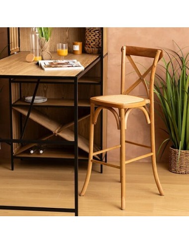SEDIE: vendita online Sedia da bar alta Isak, rovere naturale, beige, L. 47 x P. 52 x H. 110 cm, 5 Kg, legno massiccio in off...