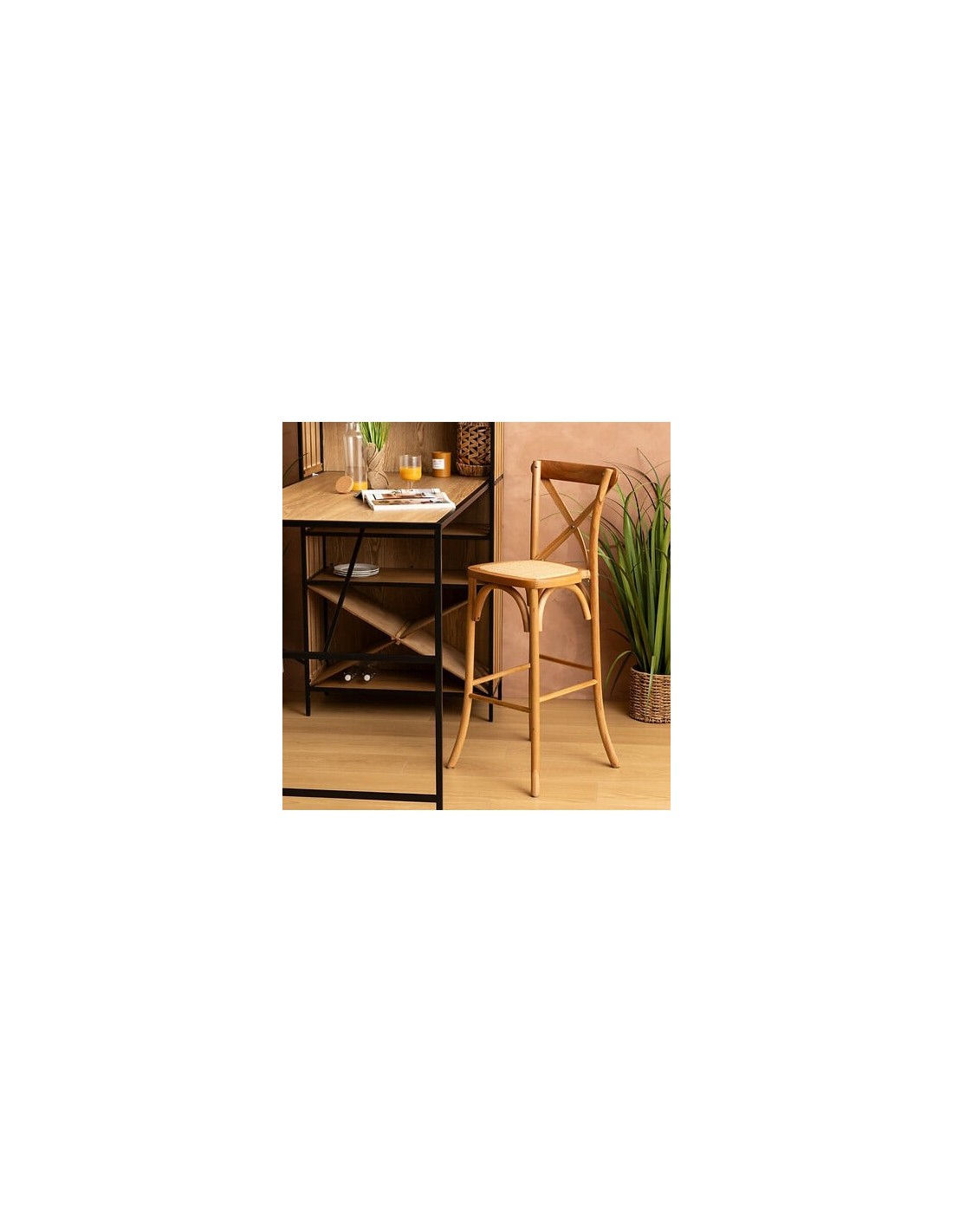 SEDIE: vendita online Sedia da bar alta Isak, rovere naturale, beige, L. 47 x P. 52 x H. 110 cm, 5 Kg, legno massiccio in off...