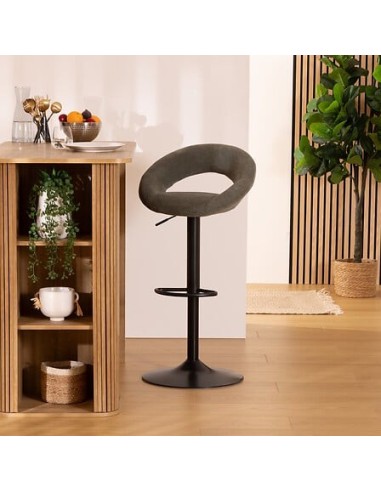 SEDIE: vendita online Sedia da bar alta regolabile Sasha, PU verde cedro, struttura in acciaio, L. 48,5 x P. 51,5 x H. 96,5 c...
