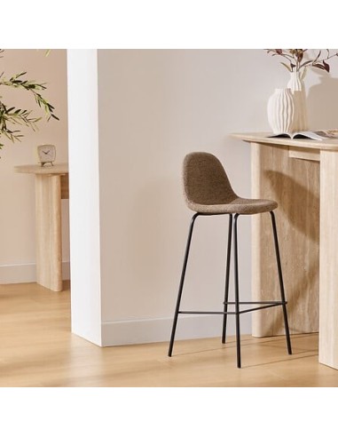 SEDIE: vendita online Sgabello da bar Vladi, moka, beige, acciaio e plywood FSC, L. 43,5 x P. 41,5 x H. 96 cm, 4,55 Kg in off...