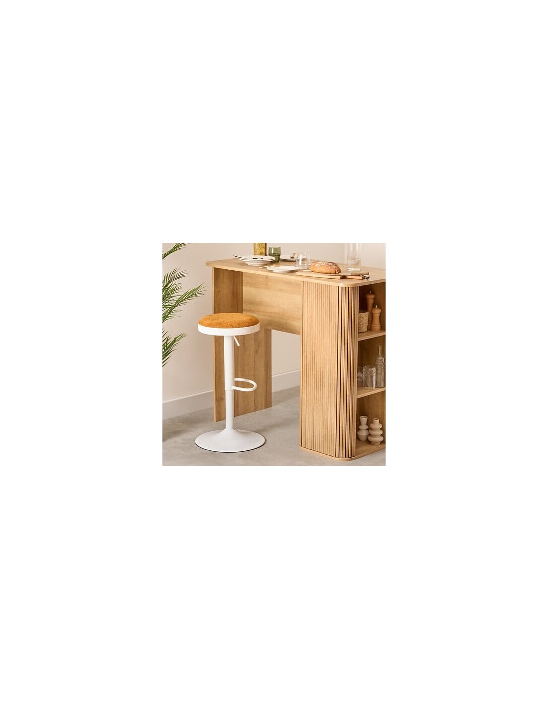 SEDIE: vendita online Sgabello da bar Ilsa, altezza regolabile, bianco e ocra, acciaio, Ø 41,5 x H. 76 cm, 5.47 Kg in offerta
