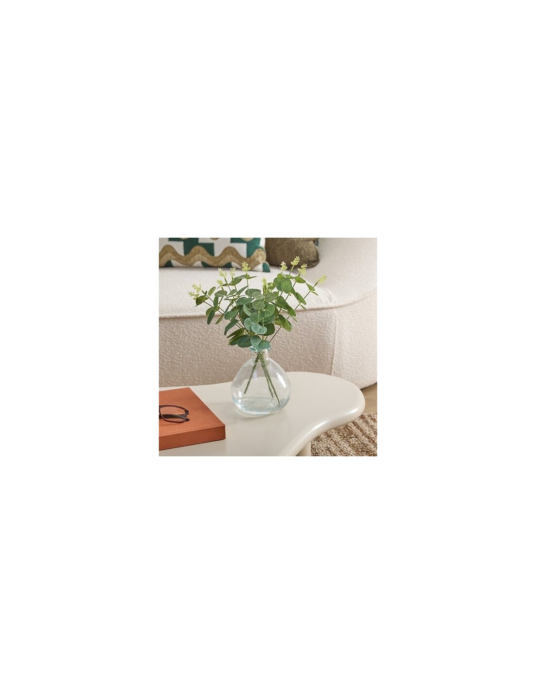 PIANTE E FIORI CON VASO: vendita online Composizione eucalipto, Urice, altezza 35 cm, vaso in vetro trasparente, 20 x 20 x 35...
