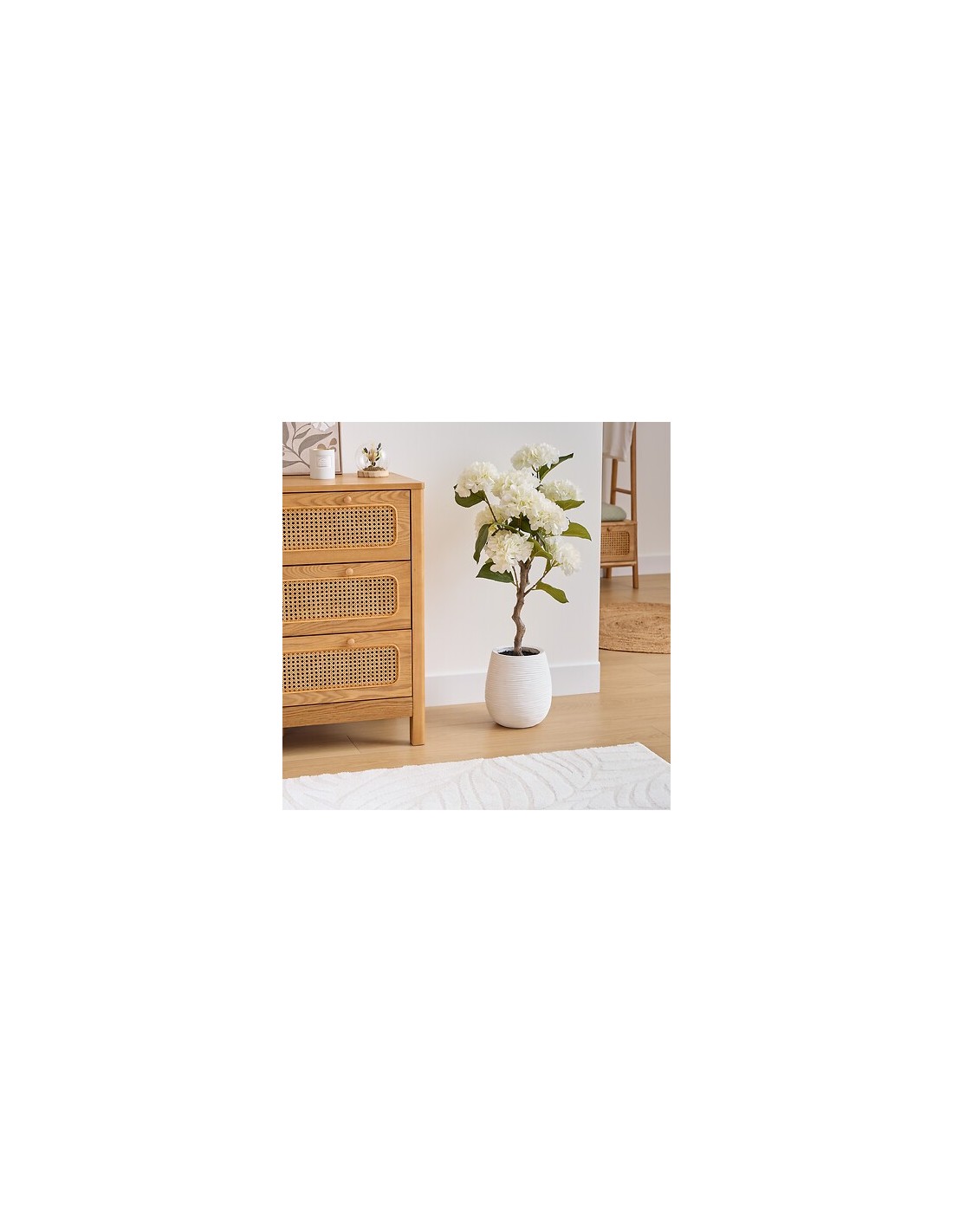 PIANTE E FIORI CON VASO: vendita online Ortensia artificiale Mika, bianca, altezza 100 cm, vaso ceramica, 40 x 40 x 100 cm in...