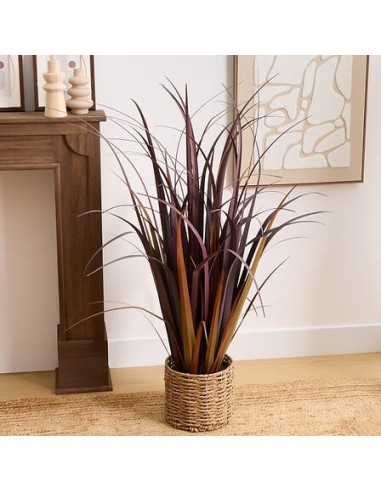 PIANTE E FIORI CON VASO: vendita online Mazzo di lino artificiale, con vaso in cemento, rosso, altezza 91 cm, 70 x 70 x 91 cm...
