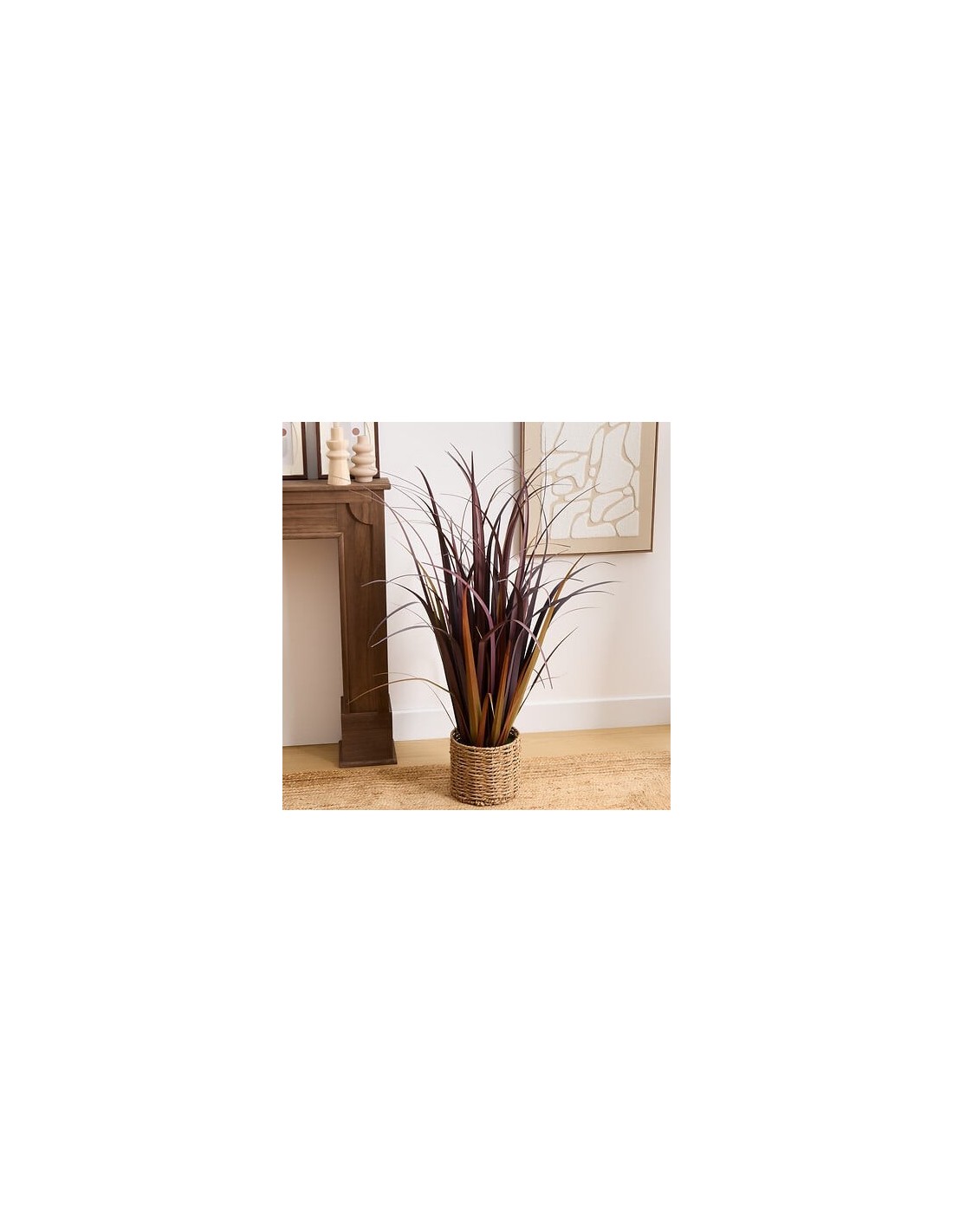 PIANTE E FIORI CON VASO: vendita online Mazzo di lino artificiale, con vaso in cemento, rosso, altezza 91 cm, 70 x 70 x 91 cm...