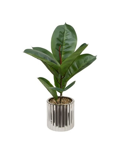 PIANTE E FIORI CON VASO: vendita online Ficus artificiale, con vaso in ceramica argentata, multicolore, altezza 54 cm, 34 x 3...