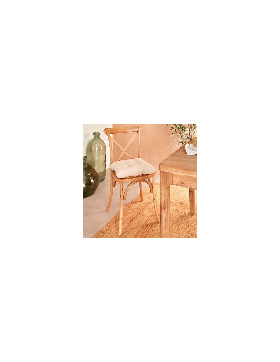 CUSCINI PER SEDIE - ARREDO: vendita online Cuscino per sedia Clem, 38 x 38 cm, poliestere beige lino, altezza 5 cm in offerta