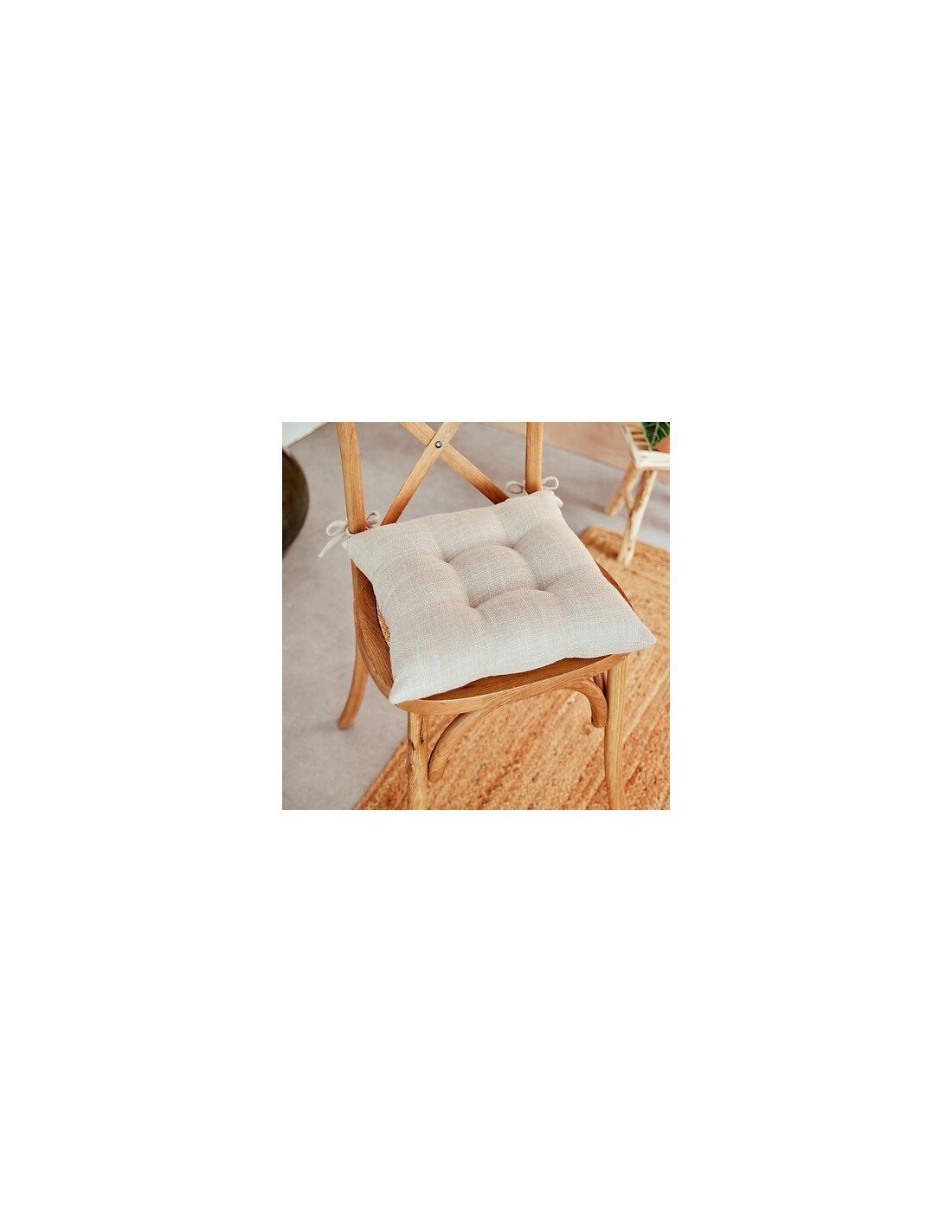 CUSCINI PER SEDIE - ARREDO: vendita online Cuscino per sedia Clem, 38 x 38 cm, poliestere beige lino, altezza 5 cm in offerta