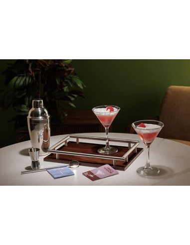 ACCESSORI VARI: vendita online Set cocktail Jules, trasparente, acciaio inox e vetro, con vassoio MDF, collezione Sky Lounge,...