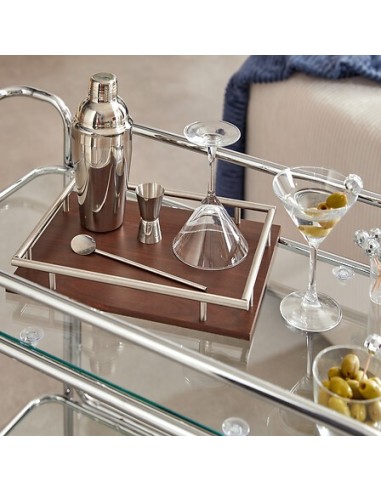 ACCESSORI VARI: vendita online Set cocktail Jules, trasparente, acciaio inox e vetro, con vassoio MDF, collezione Sky Lounge,...
