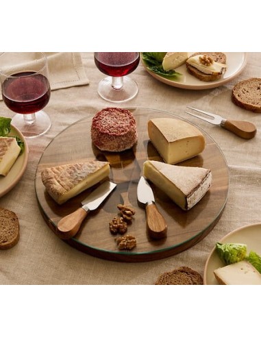 ACCESSORI VARI: vendita online Servizio formaggio Mina, vassoio in acacia, copertura in vetro temperato, 3 utensili inclusi, ...