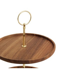 ACCESSORI VARI: vendita online Vassoio a 2 piani Mina Gold, legno di acacia e metallo dorato, elegante, smontabile, diametro ...