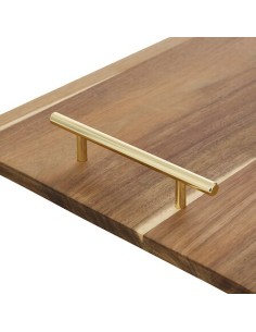 ACCESSORI VARI: vendita online Vassoio Mina Gold, legno di acacia, manici in acciaio inox dorato, elegante, resistente, 40x30...