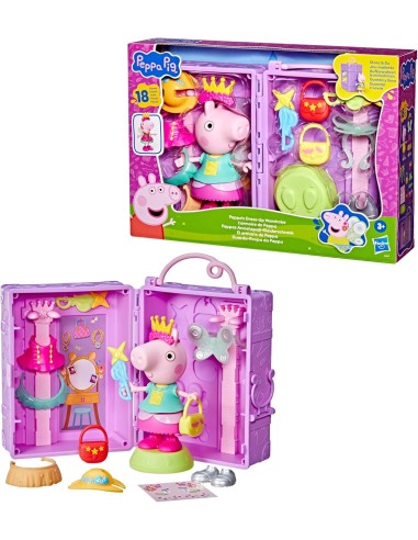 Peppa Pig guardaroba playset con figura 15 cm e accessori in custodia | shopincasa.it