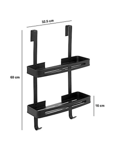 MENSOLA DOPPIA 200120 BLACKALU 32X16X60CM NERO ALLUMINIO