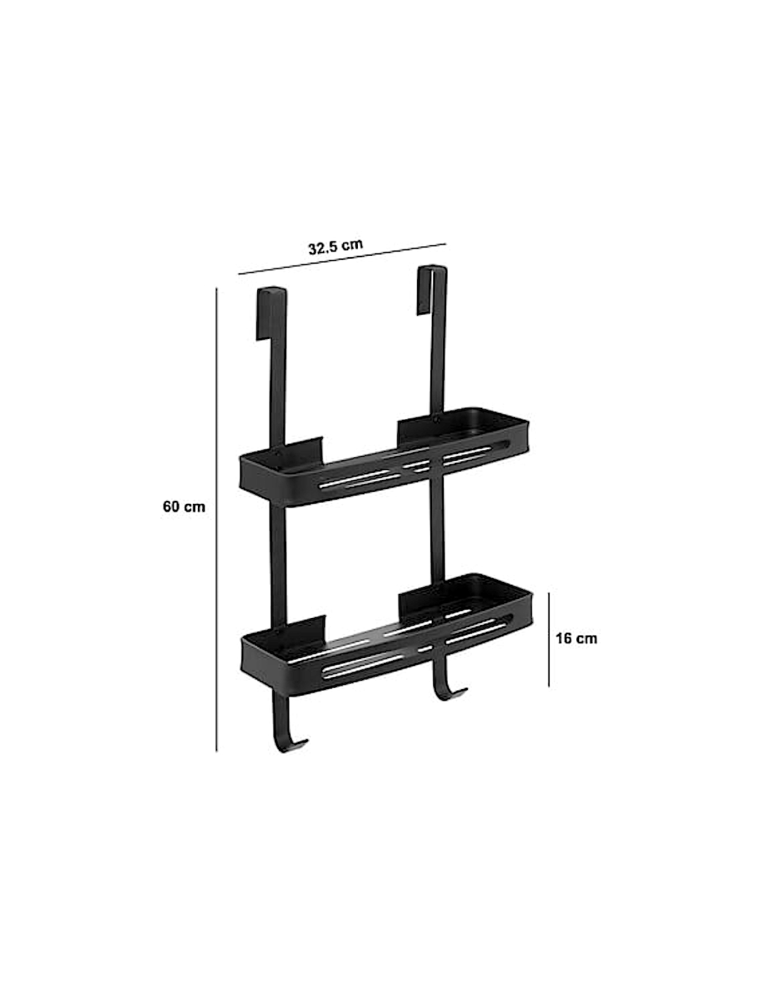 MENSOLA DOPPIA 200120 BLACKALU 32X16X60CM NERO ALLUMINIO