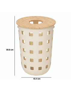PORTABIANCHERIA 206717 HARMONY 60LT BAMBOO CON COPERCHIO