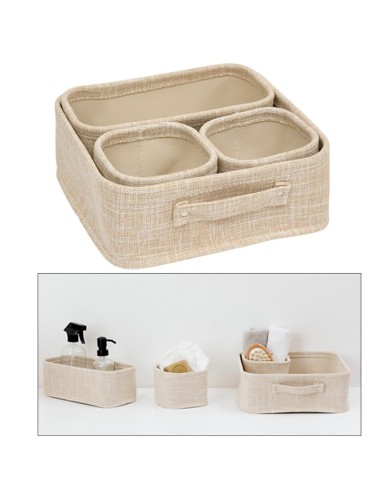 SET 4 CESTINI 206998 POLIESTERE BEIGE