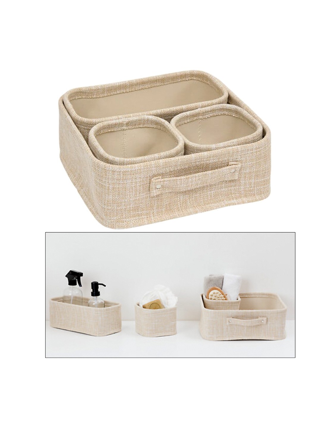 SET 4 CESTINI 206998 POLIESTERE BEIGE