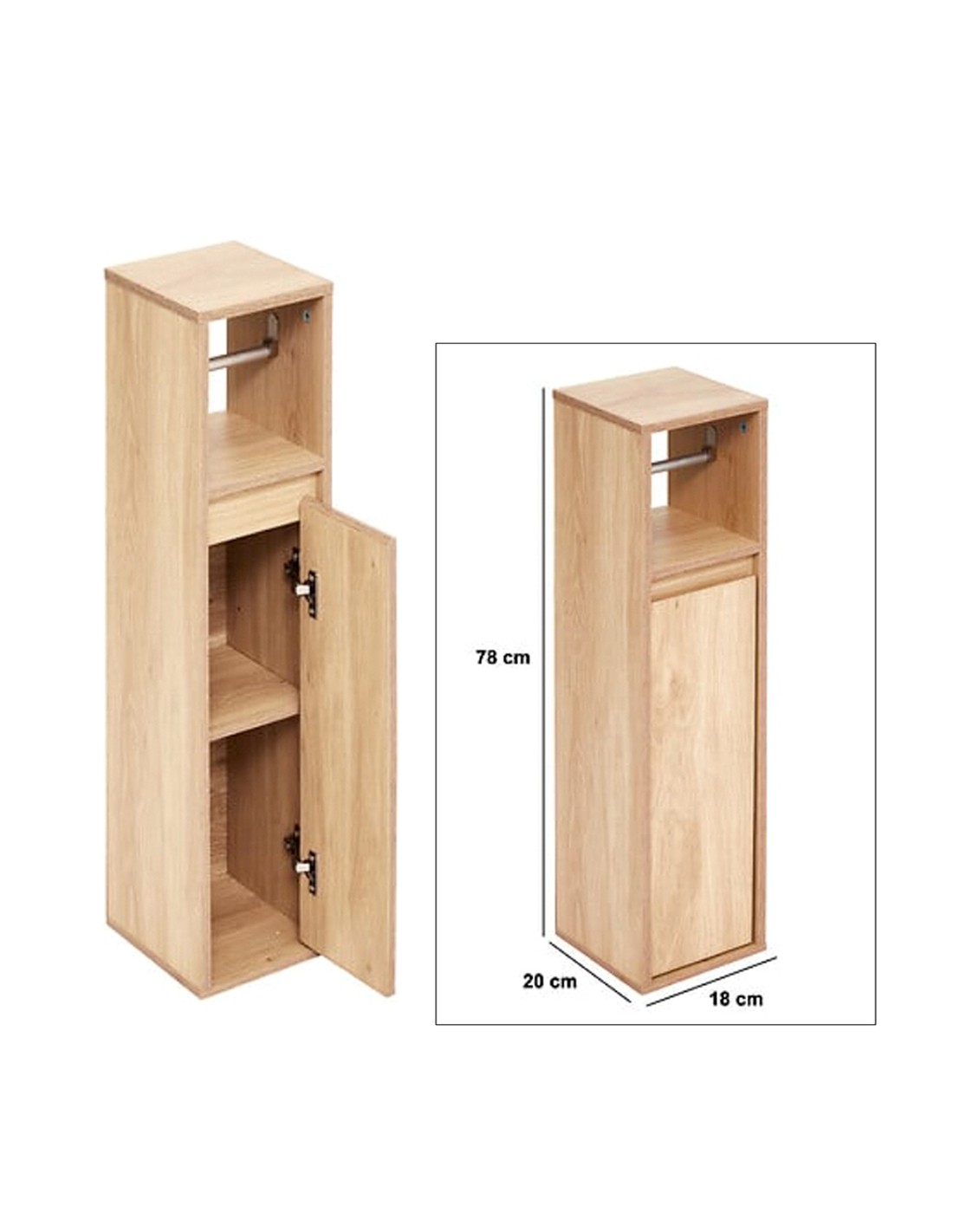 PORTAROTOLO 212800 ABANA CON SCOMPARTO 18X20X78CM LEGNO