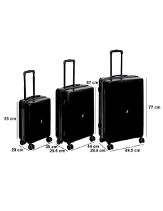 VALIGIA 213500 2 MIS ABS NERO CON RUOTE 44X25,5X67CM