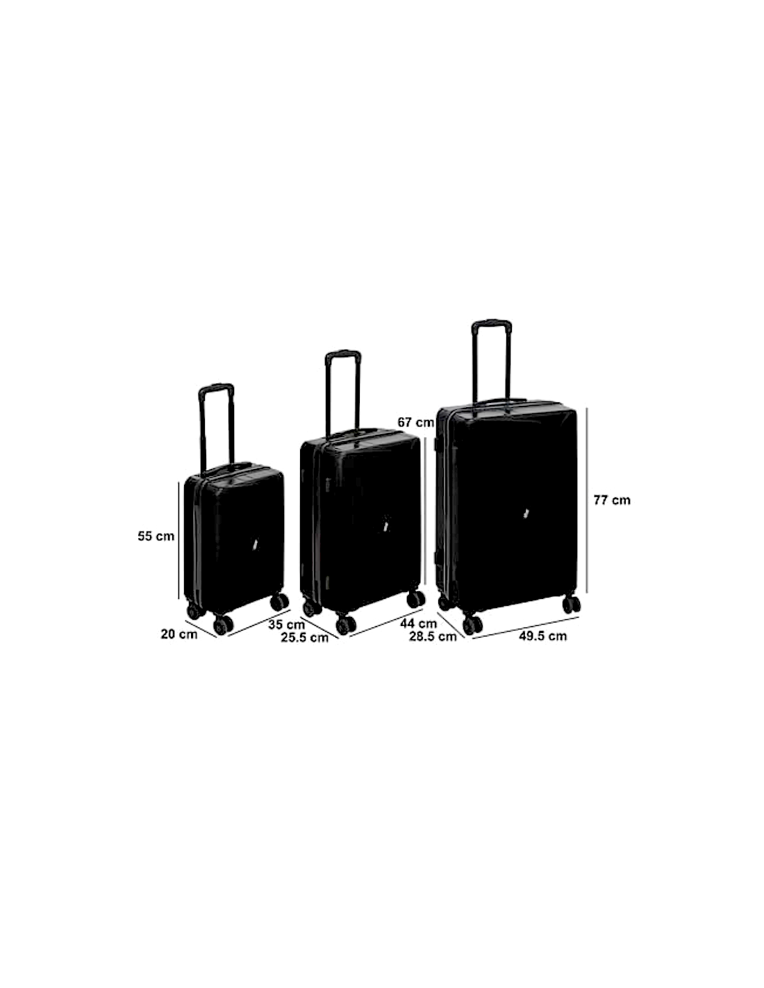 VALIGIA 213500 2 MIS ABS NERO CON RUOTE 44X25,5X67CM
