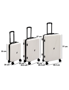 VALIGIA 213500A 3 MIS ABS BIANCO CON RUOTE 49,5X28,5X77CM