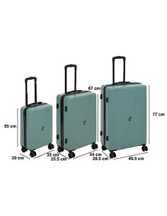 VALIGIA 213500B 1 MIS ABS VERDE CON RUOTE 35X20X55CM