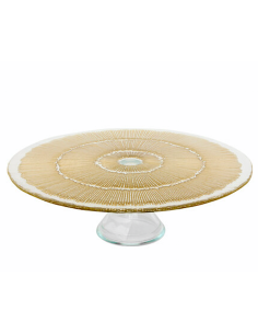 ALZATA 203435 CELESTE 33X10CM VETRO DORATO