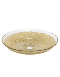 CENTROTAVOLA 203436 CELESTE 30X6CM VETRO DORATO