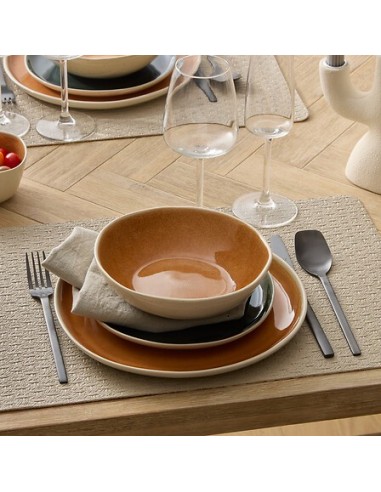 PIATTI: vendita online Piatto Fondo Wonja, Ø 19 cm, Ocra, Faience, Collezione Wonja, Stile Naturale in offerta