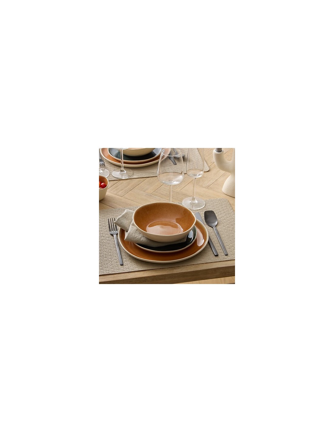 PIATTI: vendita online Piatto Fondo Wonja, Ø 19 cm, Ocra, Faience, Collezione Wonja, Stile Naturale in offerta