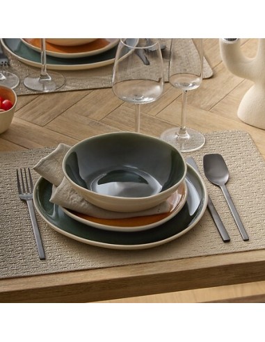 PIATTI: vendita online Piatto Fondo Wonja, Ø 19 cm, Verde, Faience, Collezione Wonja, Stile Naturale in offerta