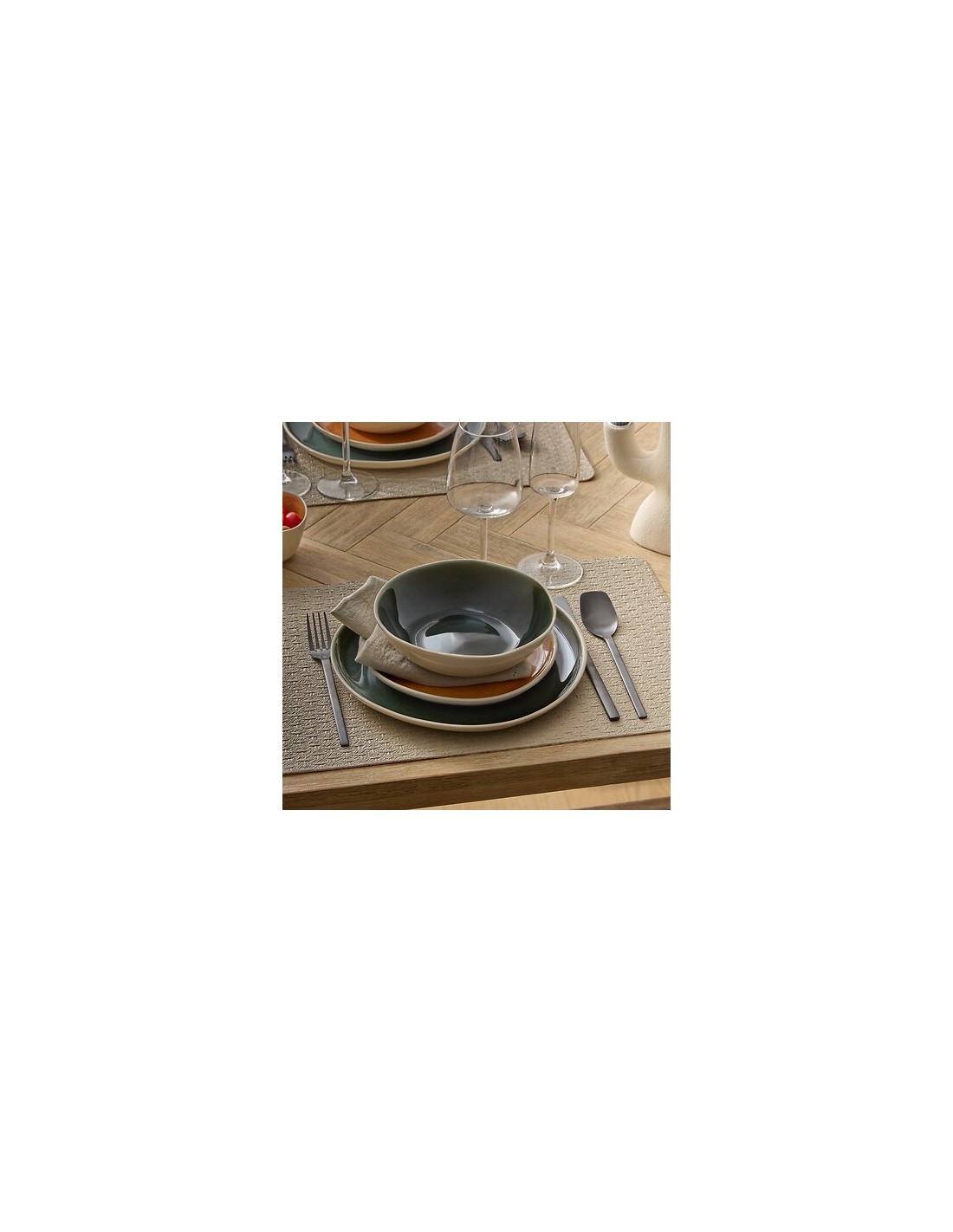 PIATTI: vendita online Piatto Fondo Wonja, Ø 19 cm, Verde, Faience, Collezione Wonja, Stile Naturale in offerta