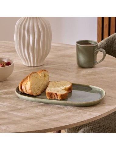 PIATTI: vendita online Piatto Ceramica Verde Kaki, Terre Inconnue, 31 x 17,5 x 2,6 cm, Stoneware, Elegante in offerta