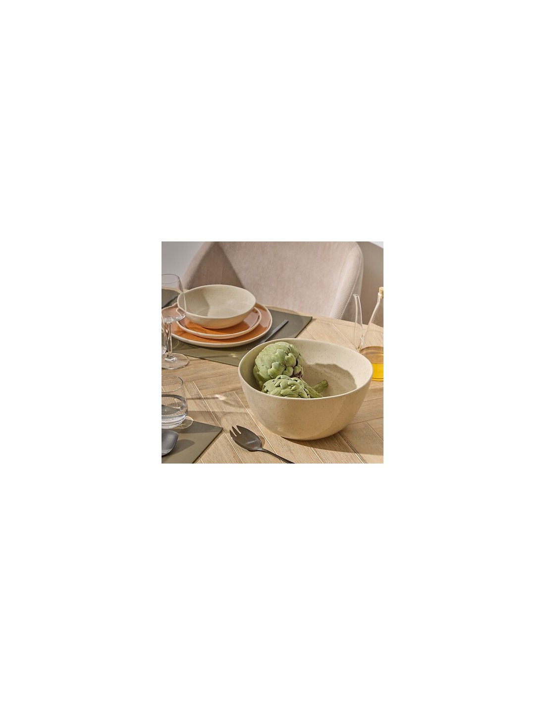 INSALATIERE E COPPETTE: vendita online Insalatiera, Wonja, diametro 26 cm, crema, faience, 26,2 x 25 x 12,5 cm in offerta