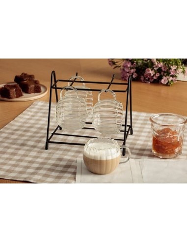 TAZZE CAFFE' E LATTE: vendita online Porta 4 tazze, Pumpkin, 18 cl, trasparente, borosilicato, metallo, 17 x 15 x 15,8 cm in ...