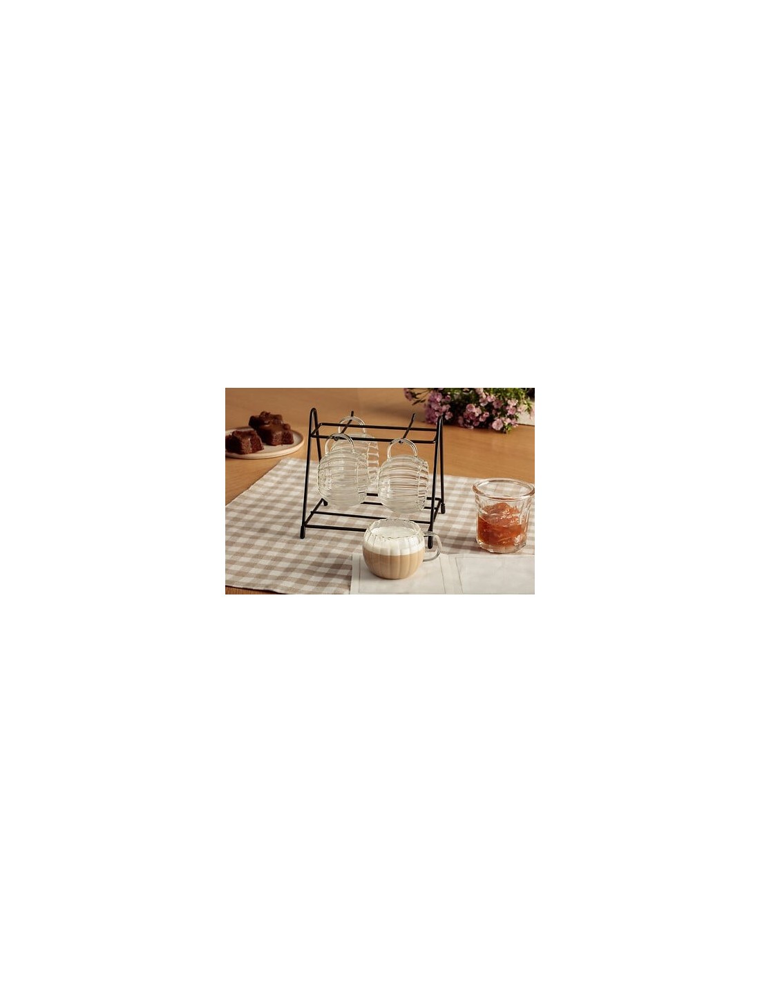 TAZZE CAFFE' E LATTE: vendita online Porta 4 tazze, Pumpkin, 18 cl, trasparente, borosilicato, metallo, 17 x 15 x 15,8 cm in ...