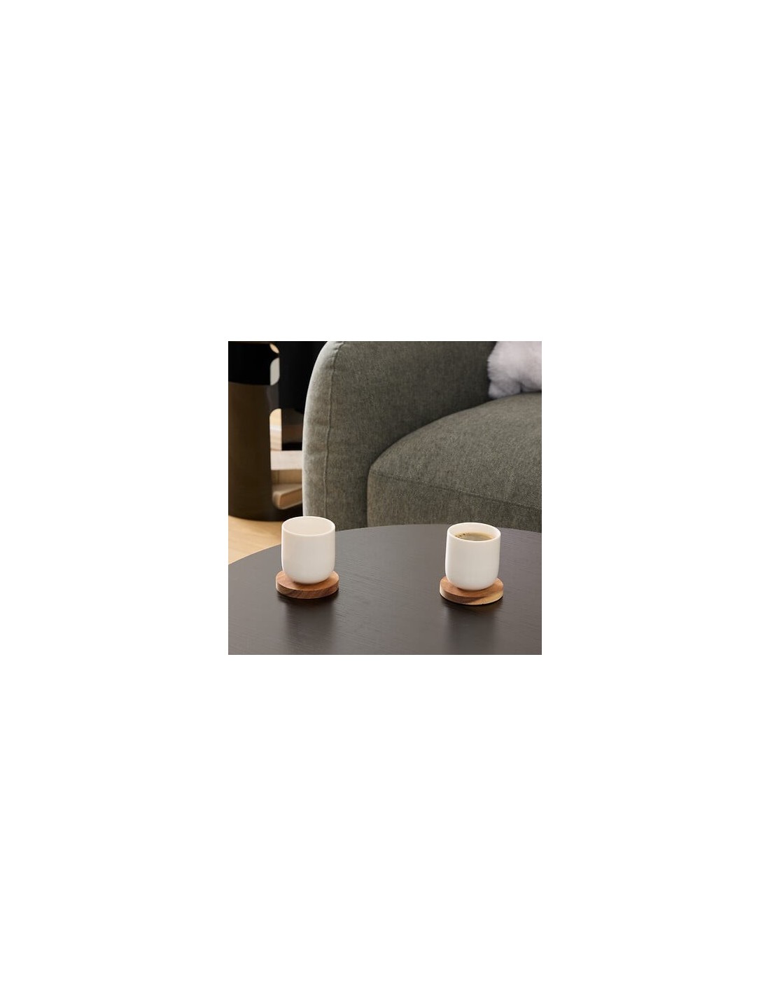 TAZZE CAFFE' E LATTE: vendita online Cofanetto Eleganza, 4 tazze 10 cl, vassoio in acacia, lungo 25 cm, colore bianco, newbon...
