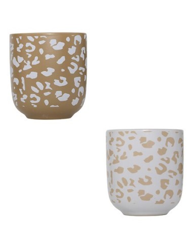 TAZZE CAFFE' E LATTE: vendita online Set 4 tazze espresso Leopardi, diametro 6 cm, altezza 6,5 cm, faience, bianco e moka in ...
