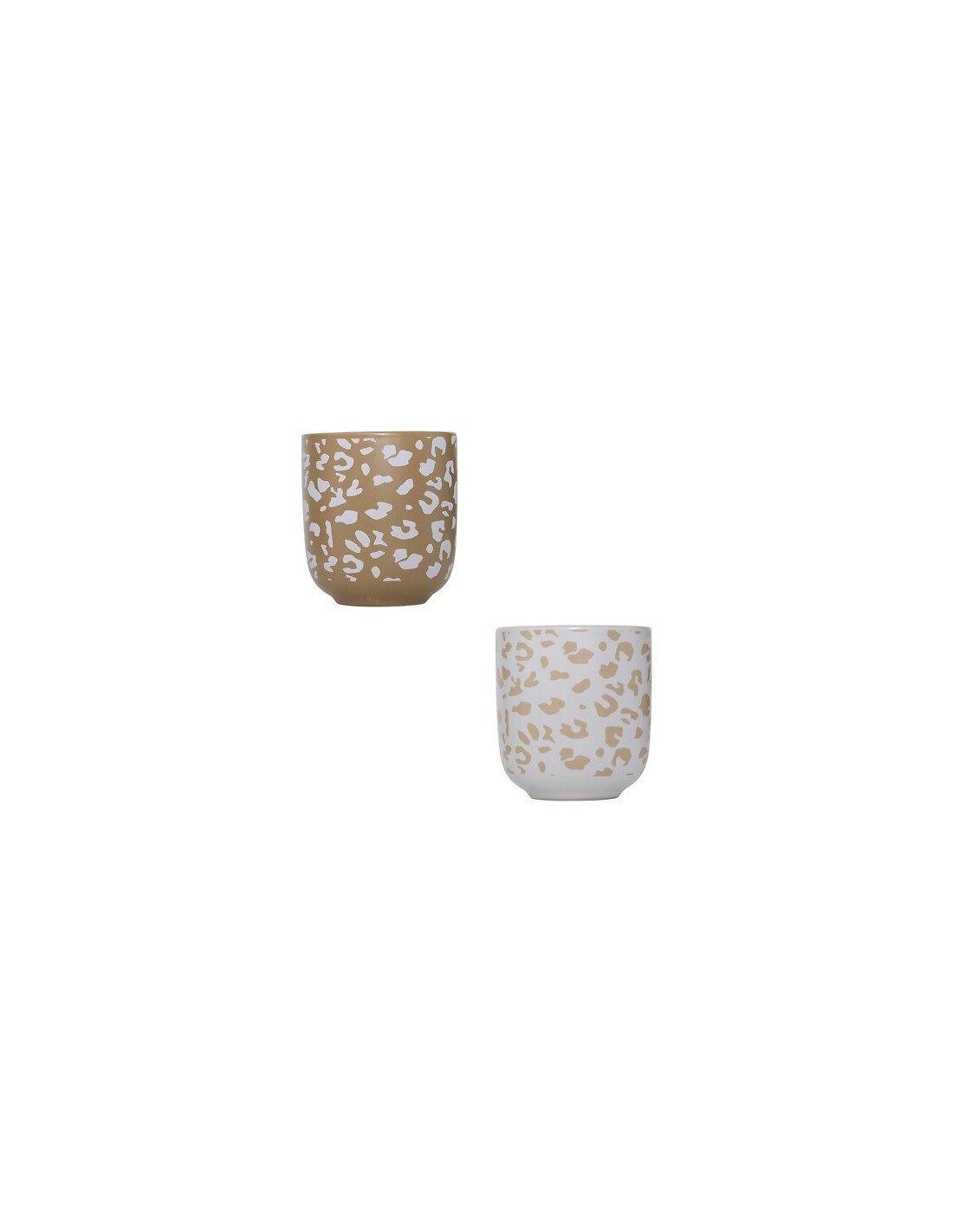 TAZZE CAFFE' E LATTE: vendita online Set 4 tazze espresso Leopardi, diametro 6 cm, altezza 6,5 cm, faience, bianco e moka in ...