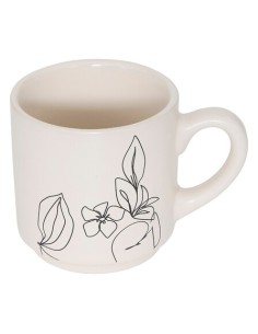 TAZZE CAFFE' E LATTE: vendita online Porta 4 tazze Viso 12 cl, faience e acciaio, set con tazze crema, verde e rosa in offerta