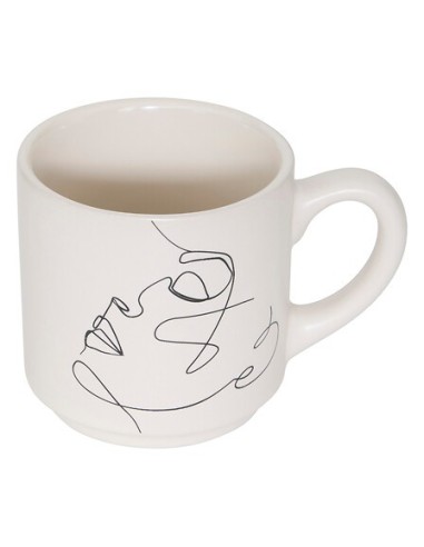 TAZZE CAFFE' E LATTE: vendita online Porta 4 tazze Viso 12 cl, faience e acciaio, set con tazze crema, verde e rosa in offerta