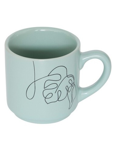 TAZZE CAFFE' E LATTE: vendita online Porta 4 tazze Viso 12 cl, faience e acciaio, set con tazze crema, verde e rosa in offerta