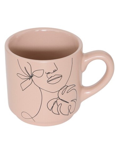 TAZZE CAFFE' E LATTE: vendita online Porta 4 tazze Viso 12 cl, faience e acciaio, set con tazze crema, verde e rosa in offerta