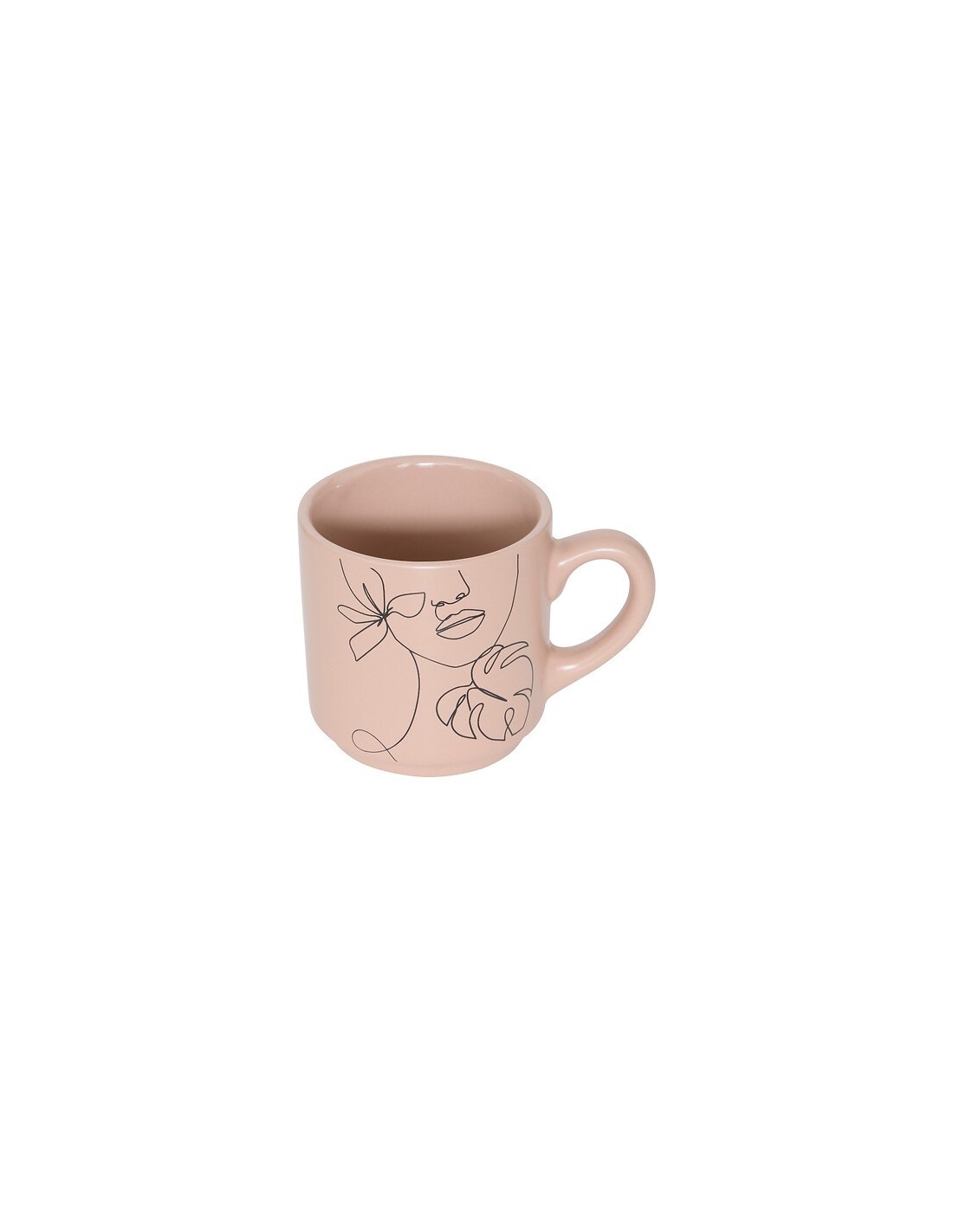 TAZZE CAFFE' E LATTE: vendita online Porta 4 tazze Viso 12 cl, faience e acciaio, set con tazze crema, verde e rosa in offerta