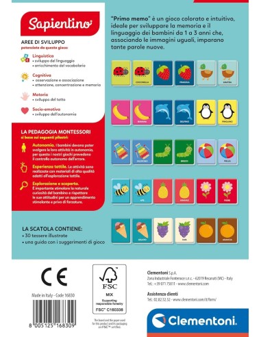PRESCOLARI: vendita online Clementoni Primo Memo Flashcards – Carte Educative per la Memoria in offerta
